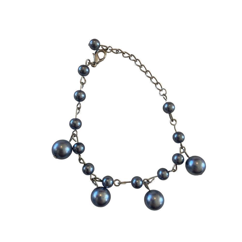 Vintage Gray Tone Faux Pearl Bracelet Costume Jewelry